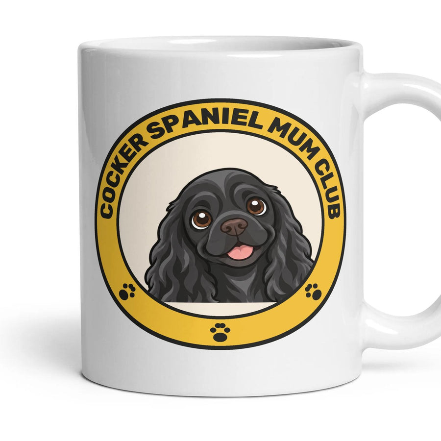 Cocker Spaniel Mum Club mug, 11oz white ceramic, Black, handle right