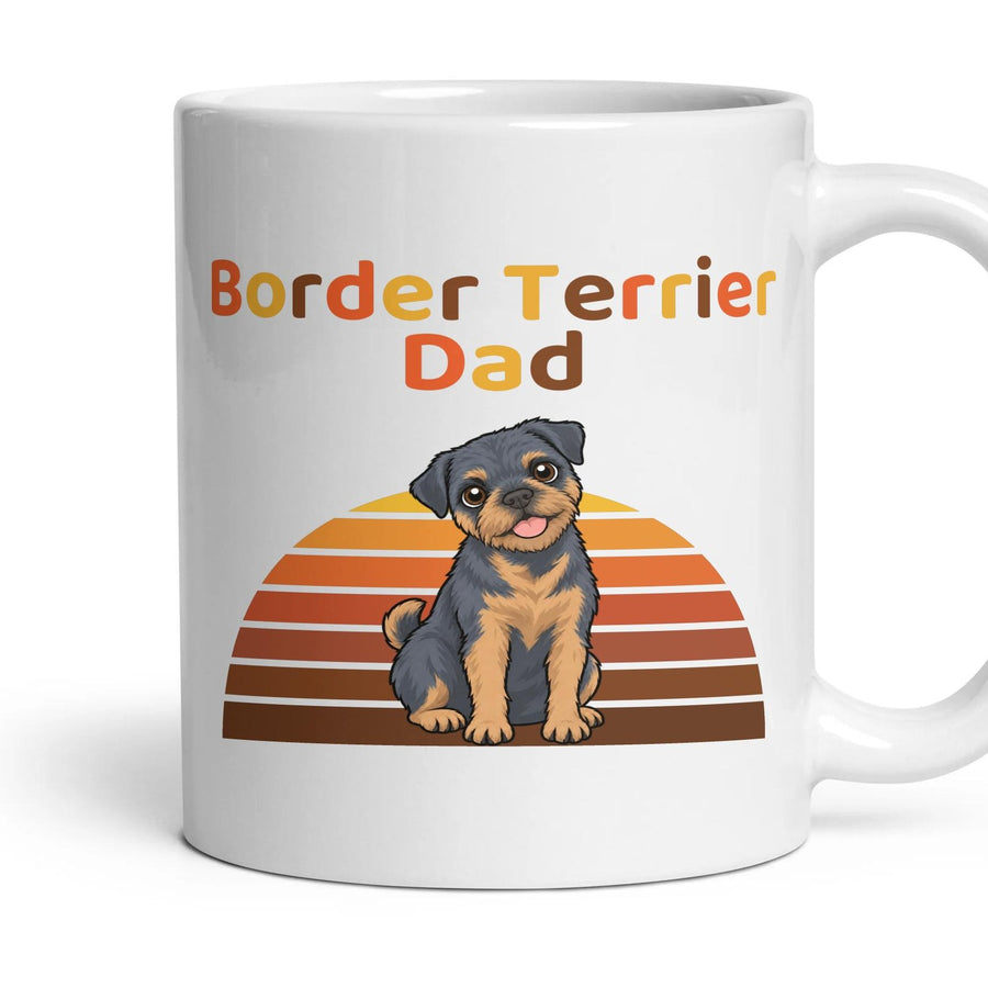 Border Terrier Dad mug, 11oz white ceramic, Blue & Tan, handle right