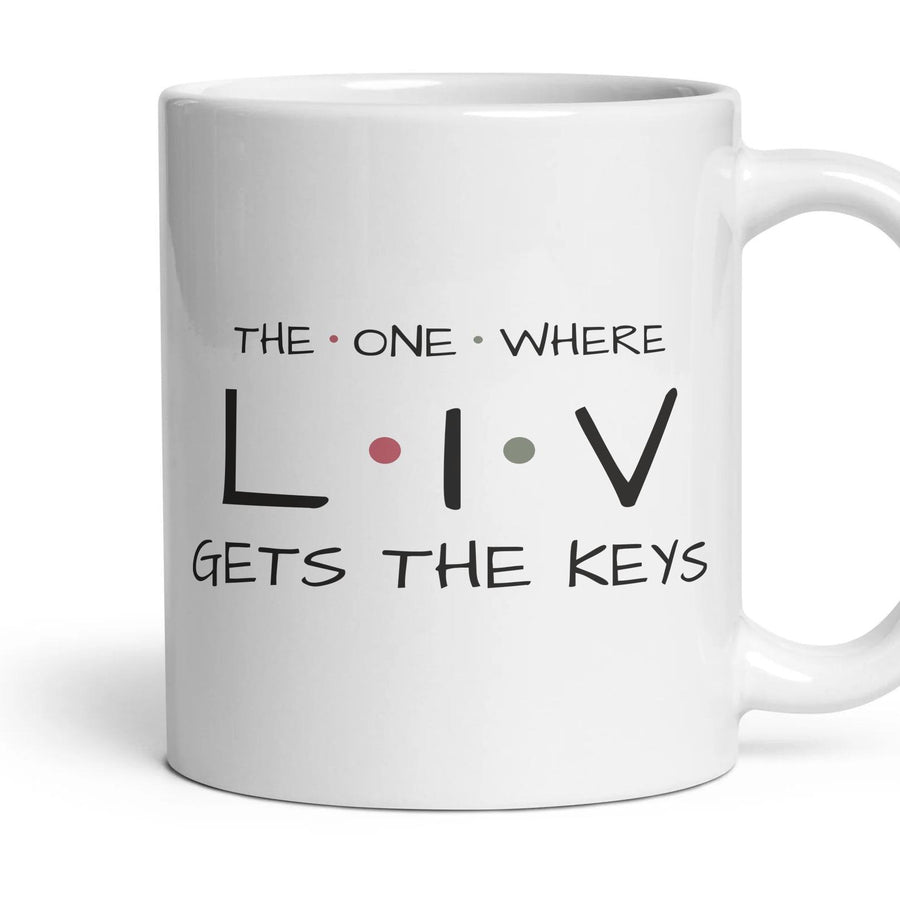 The One Where … Gets The Keys — Personalised Mug mug, 11oz white ceramic, handle right