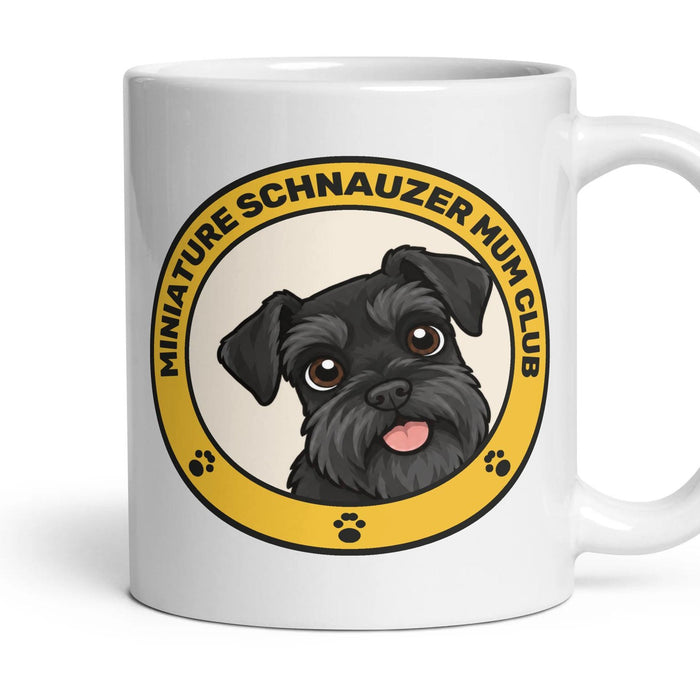 Miniature Schnauzer Mum Club mug, 11oz white ceramic, Black, handle right
