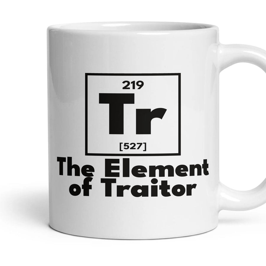 Tr The Element of Traitor mug, 11oz white ceramic, handle right