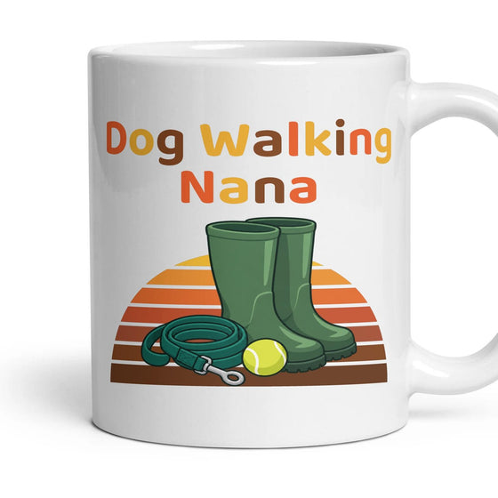 Dog Walking Nana Retro Sunset