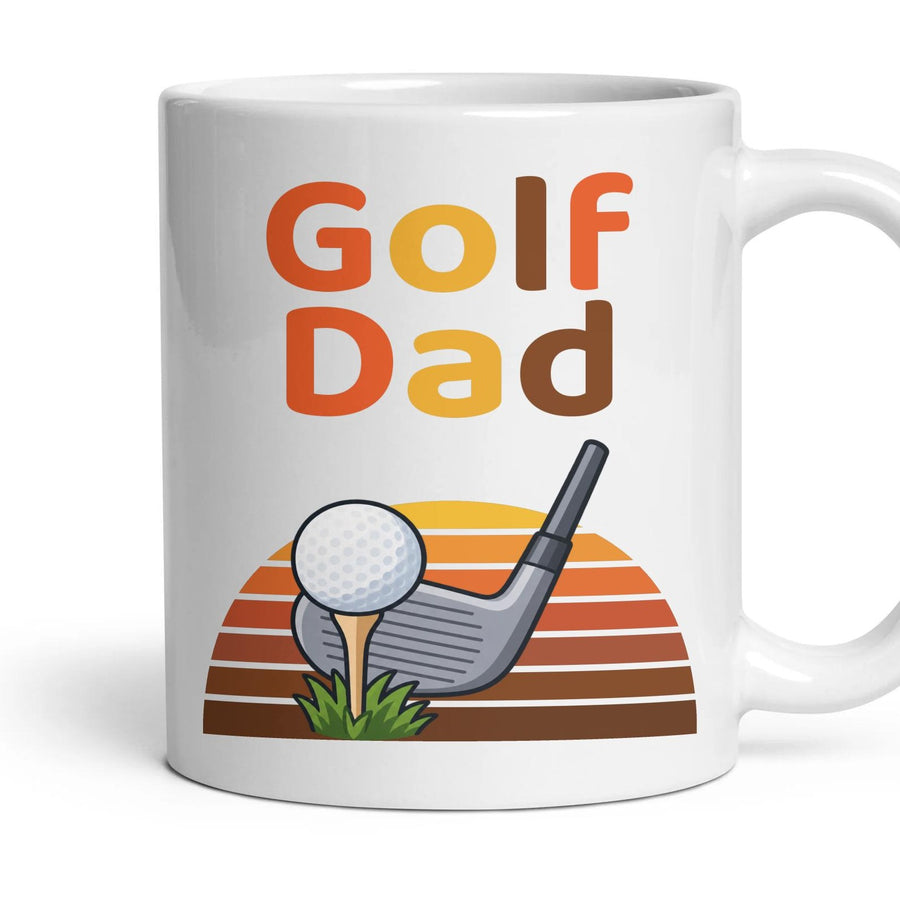 Golf Dad mug, 11oz white ceramic, handle right