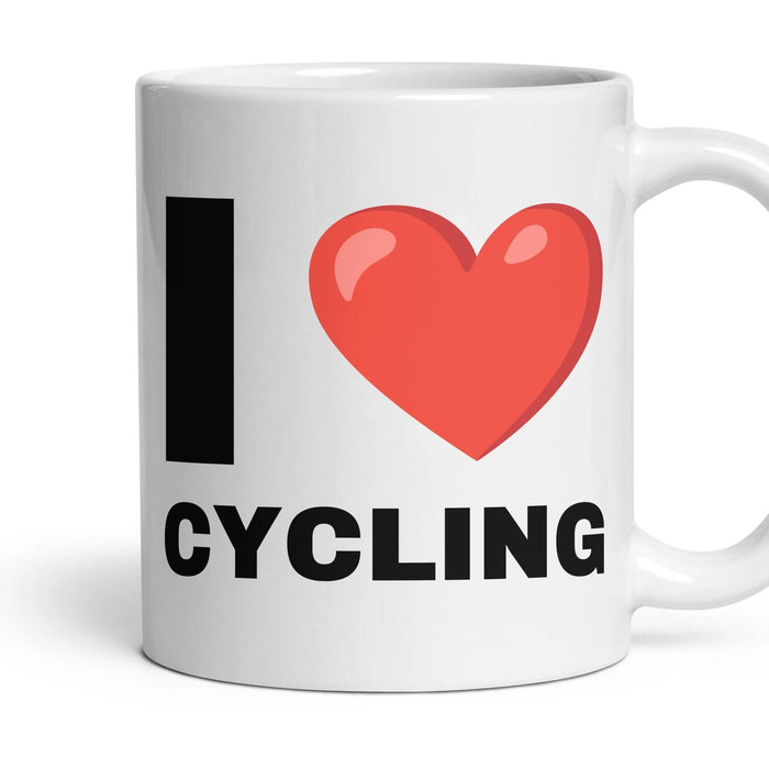 I LOVE CYCLING mug, 11oz white ceramic, handle right