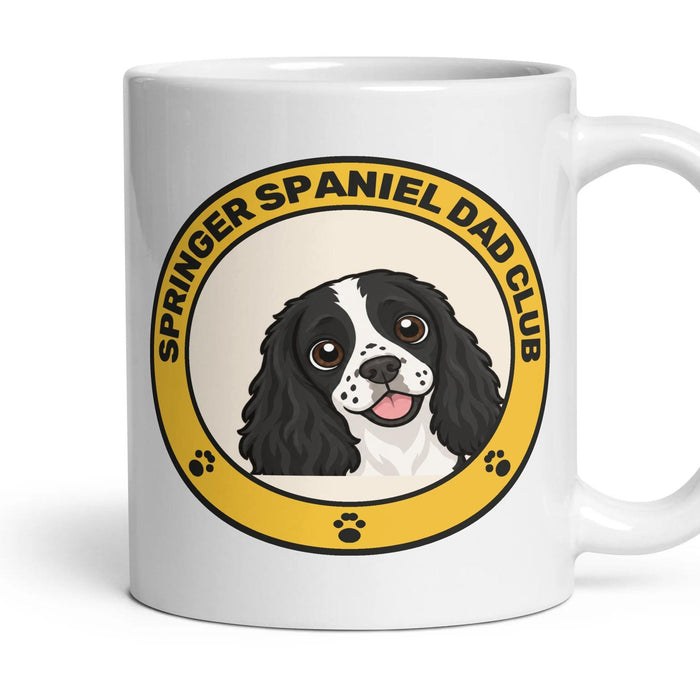 Springer Spaniel Dad Club mug, 11oz white ceramic, Black & White, handle right