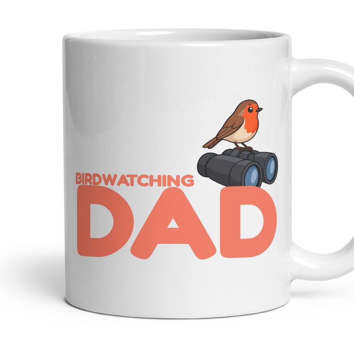 Birdwatching Dad mug, 11oz white ceramic, handle right