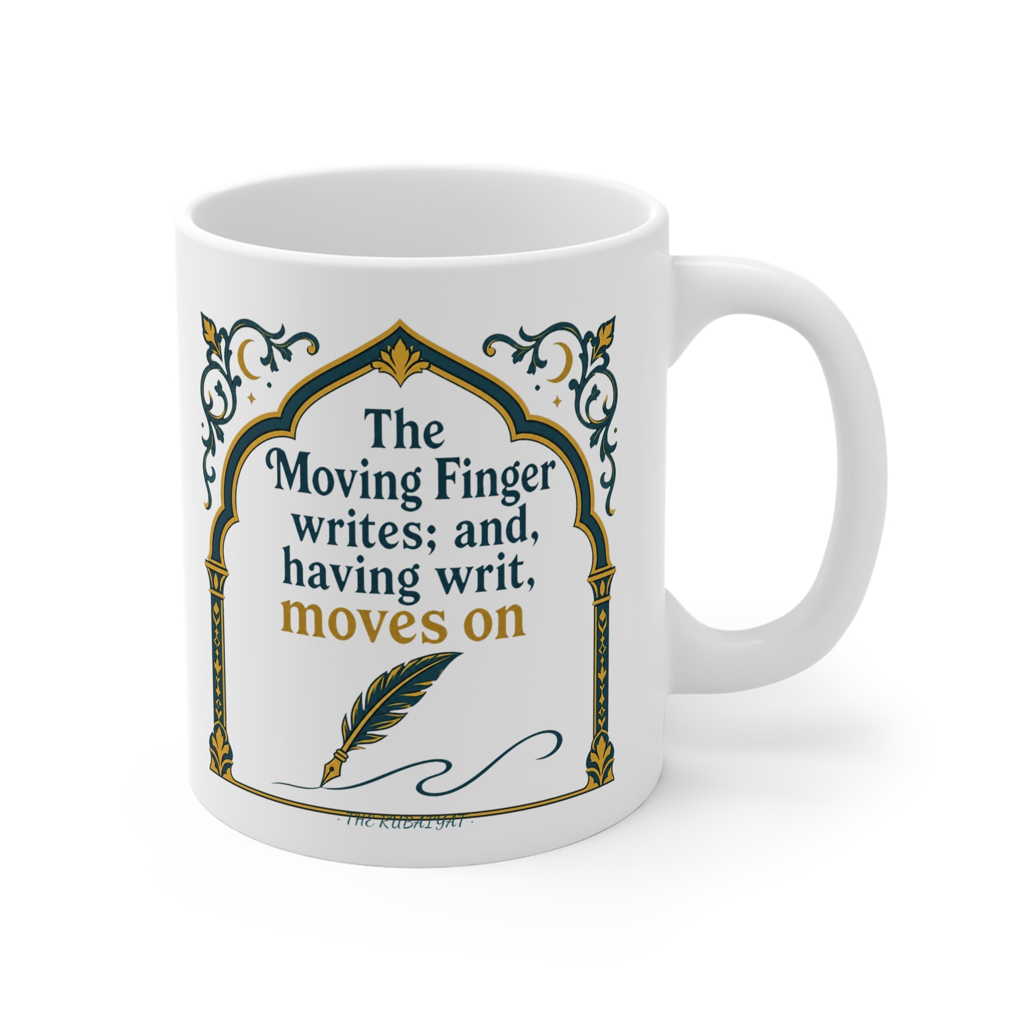 The Moving Finger Writes Mug | Rubaiyat Poetry Gift, Literary Coffee Mug