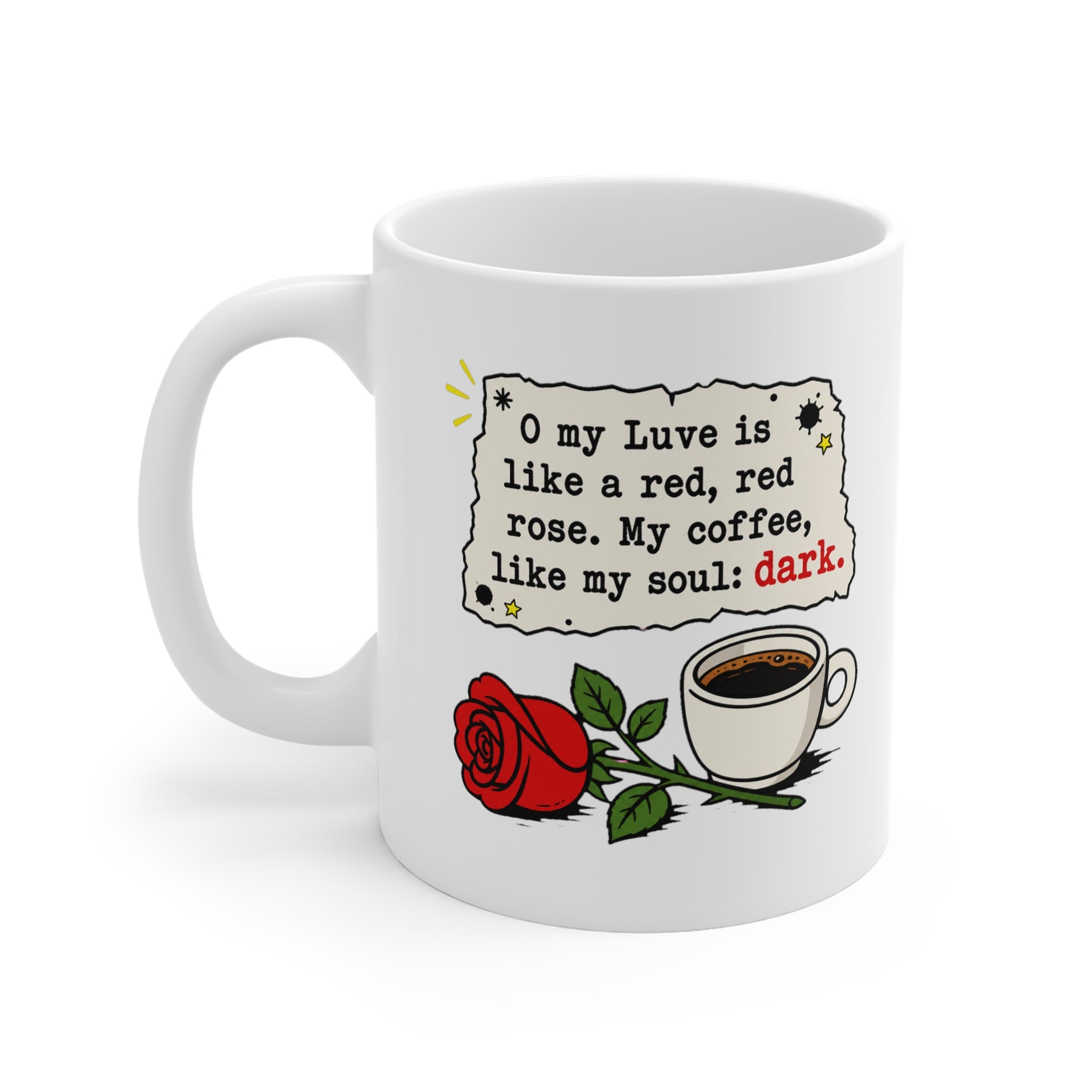 O My Luve Is Like a Red Red Rose Mug | Burns Poetry Coffee Mug, Literary Gift