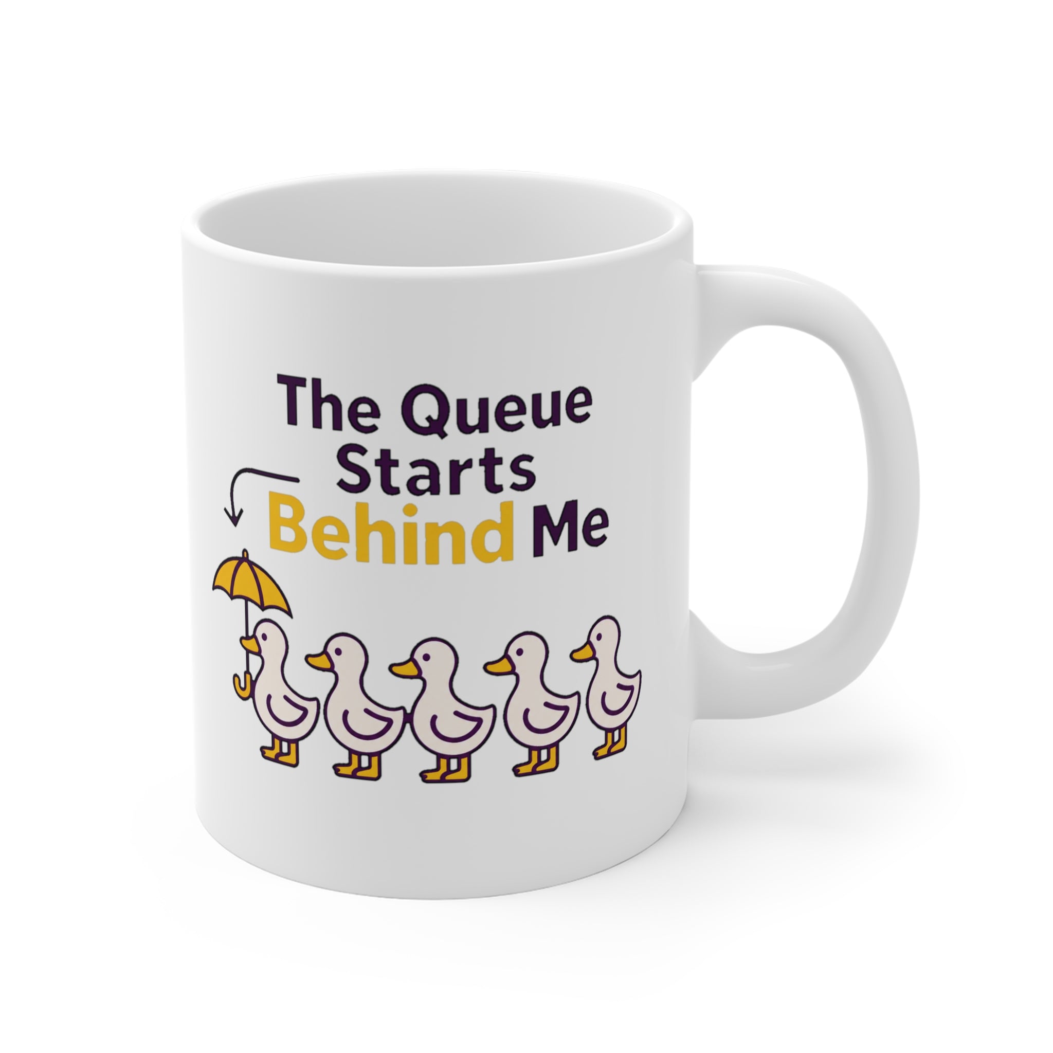 The Queue Starts Behind Me Mug | Funny British Queuing Gift, Sarcastic Coffee Mug