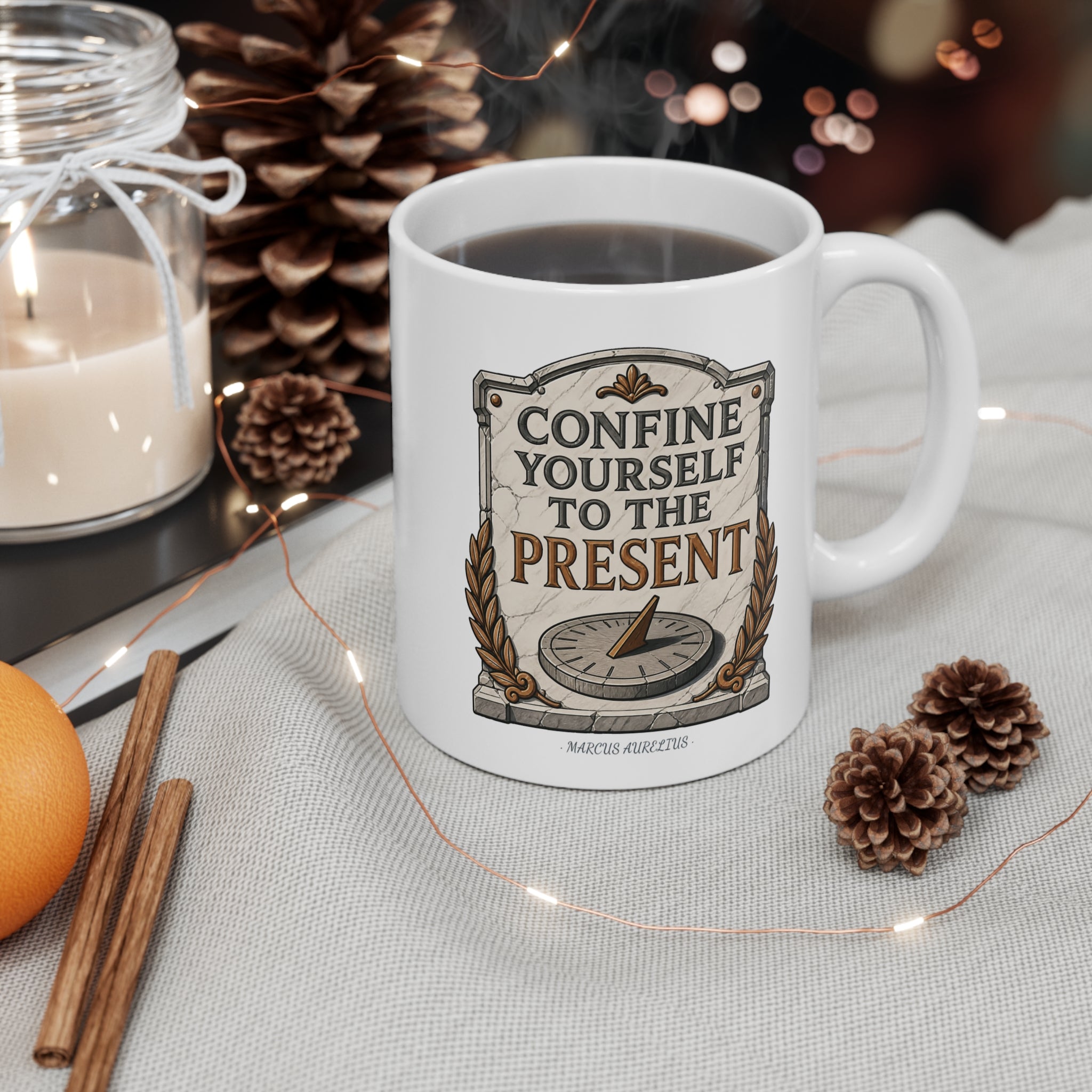 Confine Yourself to the Present Mug | Stoic Philosophy Gift, Marcus Aurelius Mug