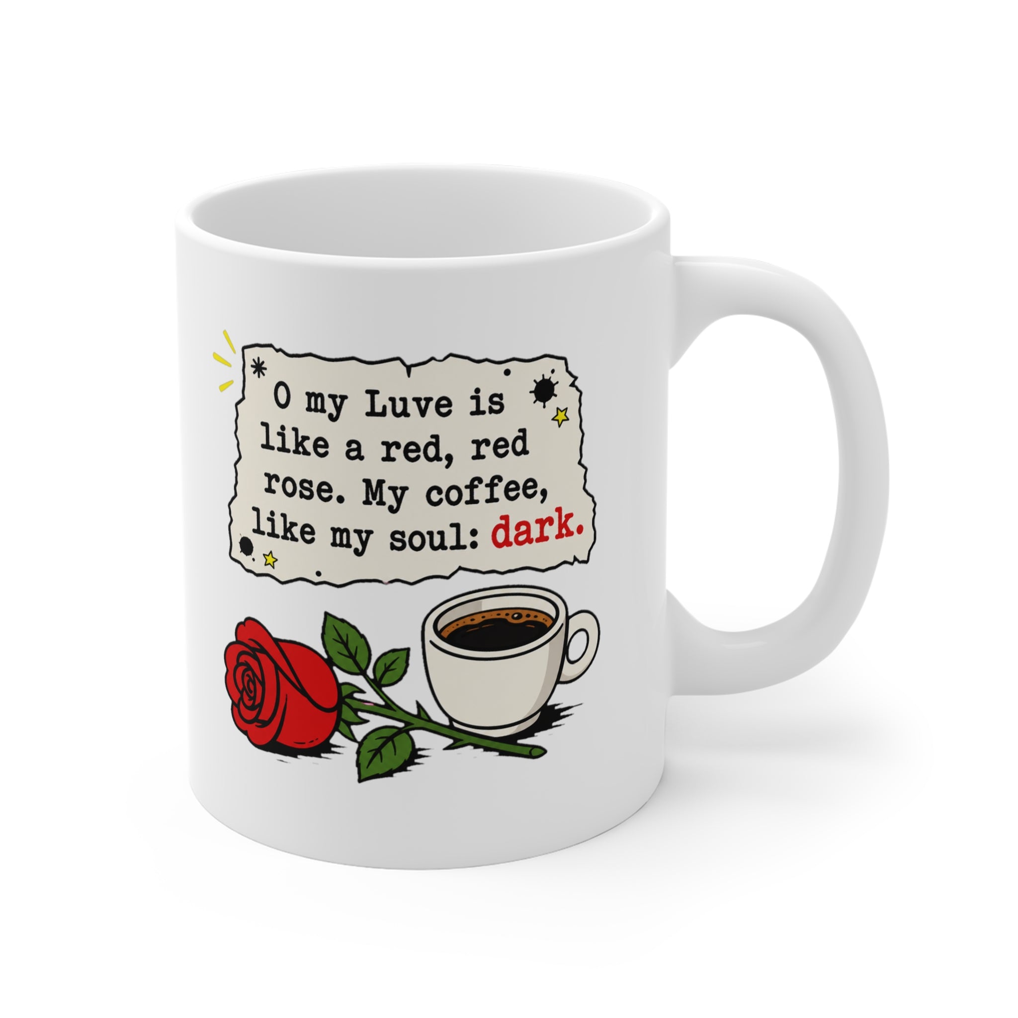 O My Luve Is Like a Red Red Rose Mug | Burns Poetry Coffee Mug, Literary Gift