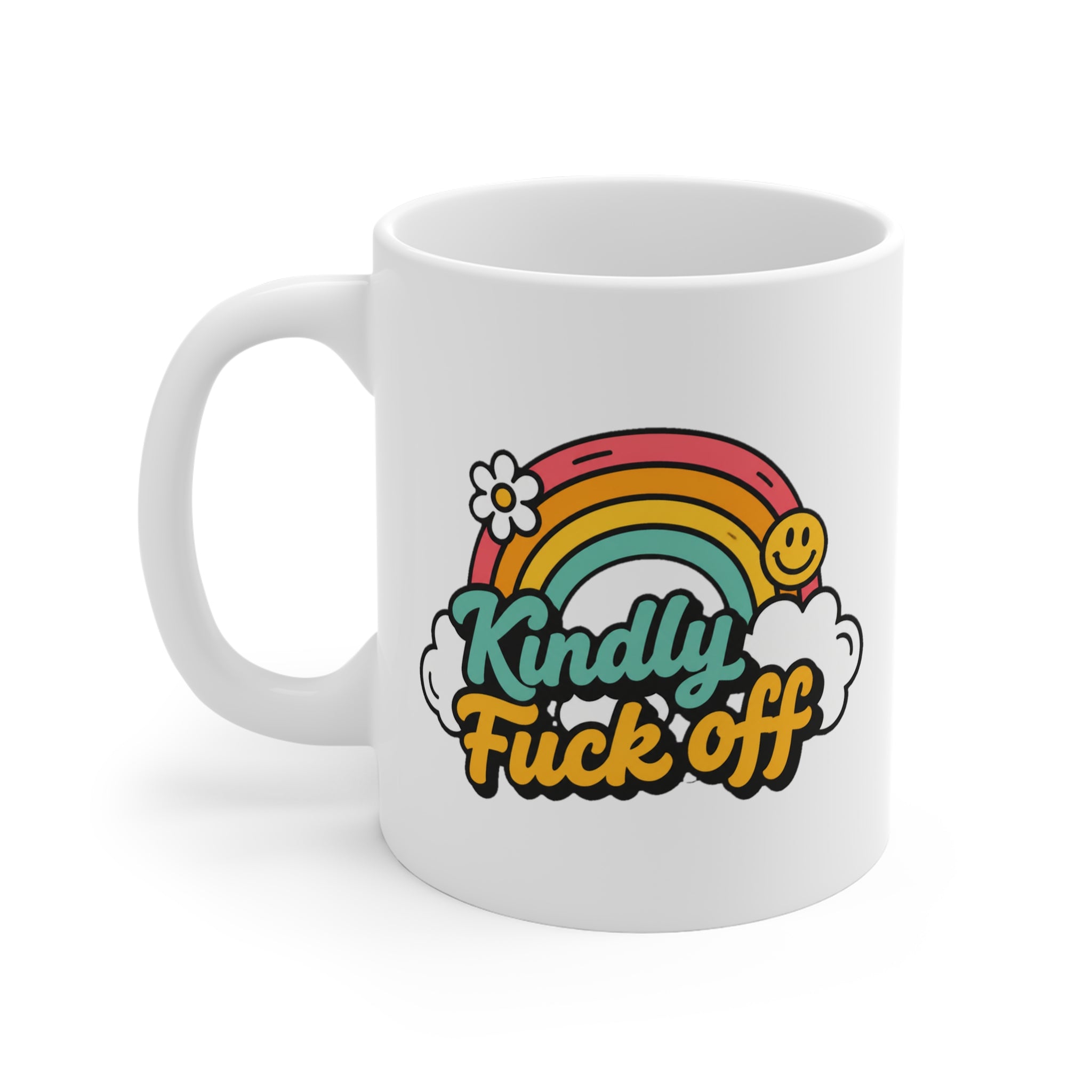 Kindly F*ck Off Mug | Rude Rainbow Funny Coffee Mug, Cheeky Gift