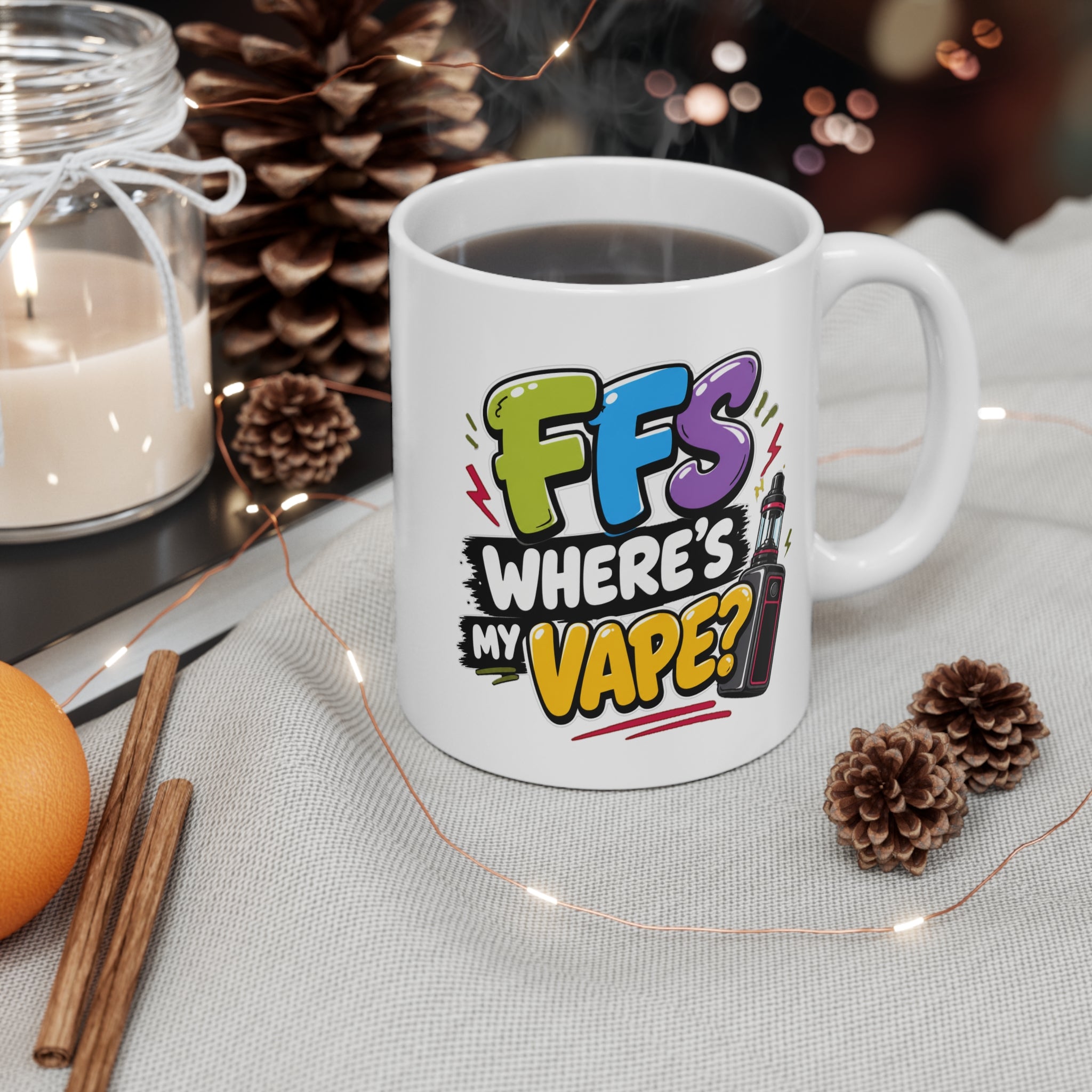 FFS Where's My Vape Mug | Funny Vape Quote Coffee Mug, Novelty Gift