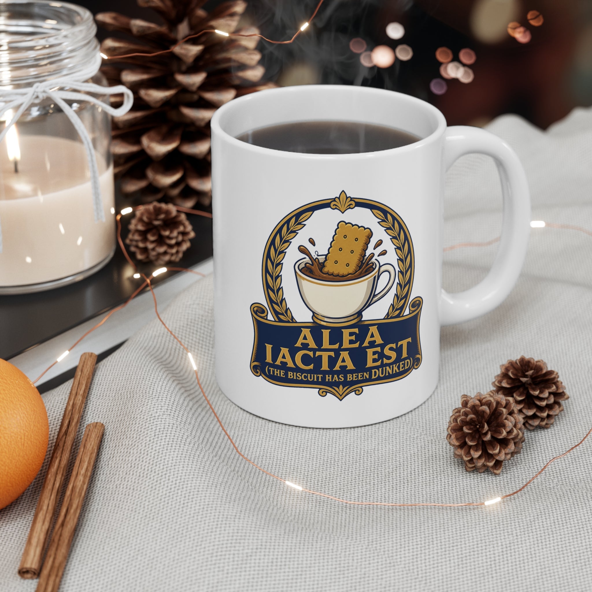 The Biscuit Has Been Dunked Mug | Funny Latin Motto Coffee Gift Mug