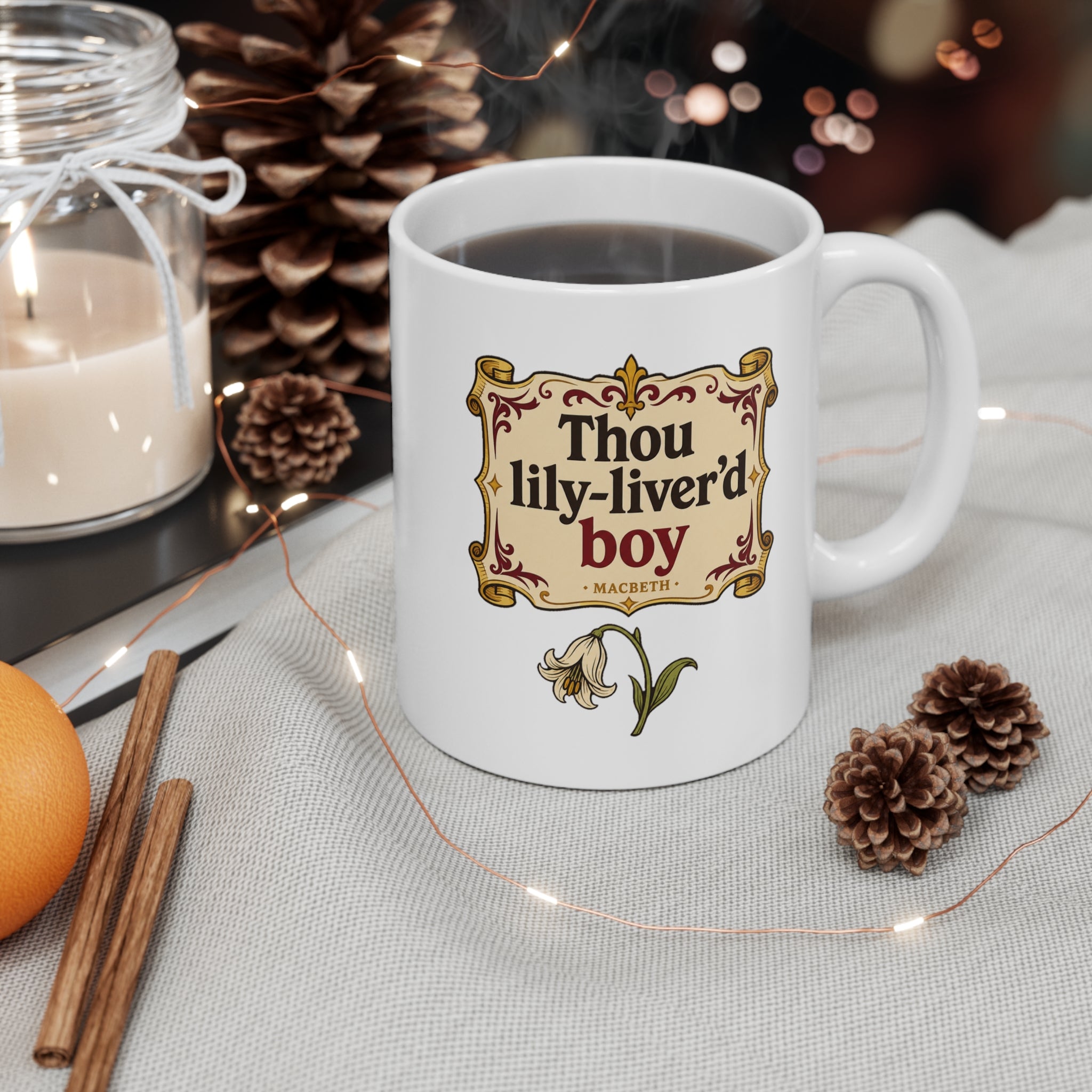 Thou Lily-Liver'd Boy Mug | Shakespeare Insult Gift, Funny Coffee Mug