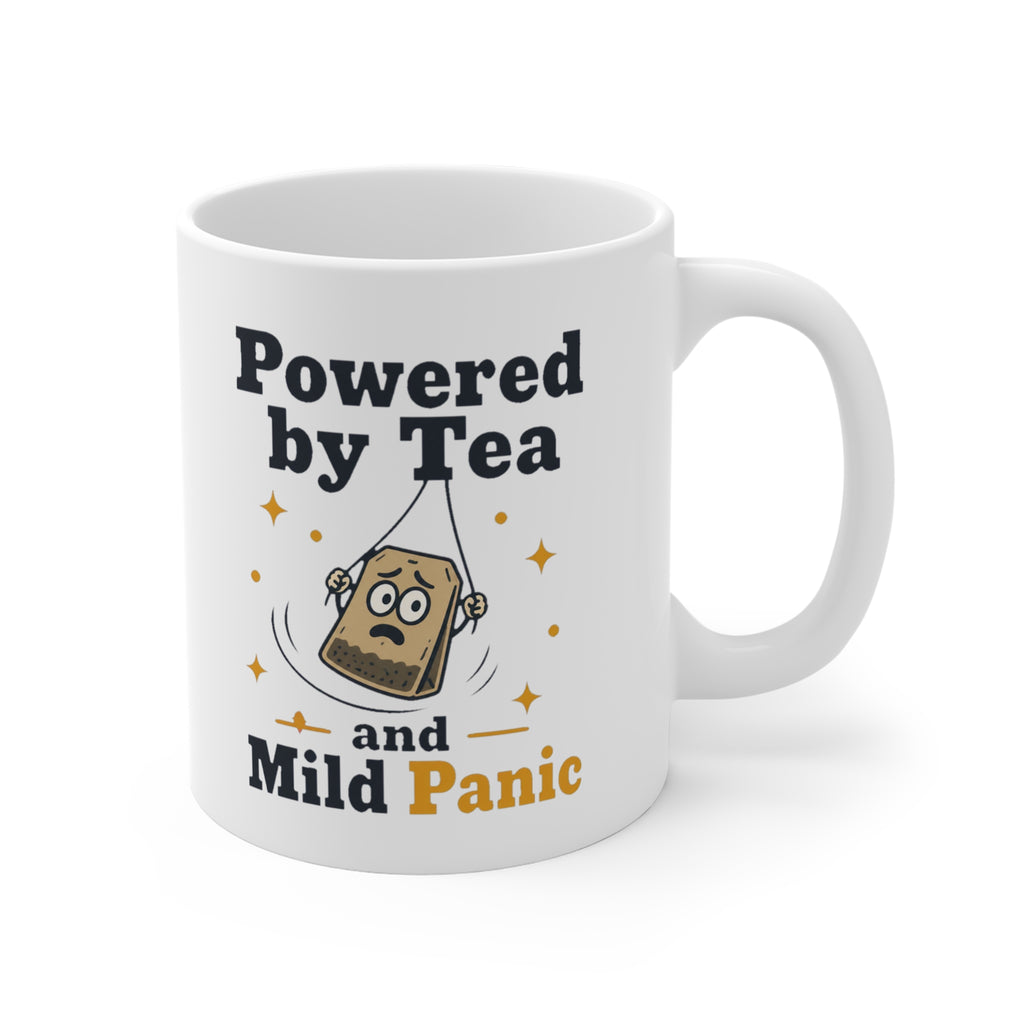 Powered by Tea and Mild Panic Mug | Funny Anxiety Coffee Mug, Coworker Gift