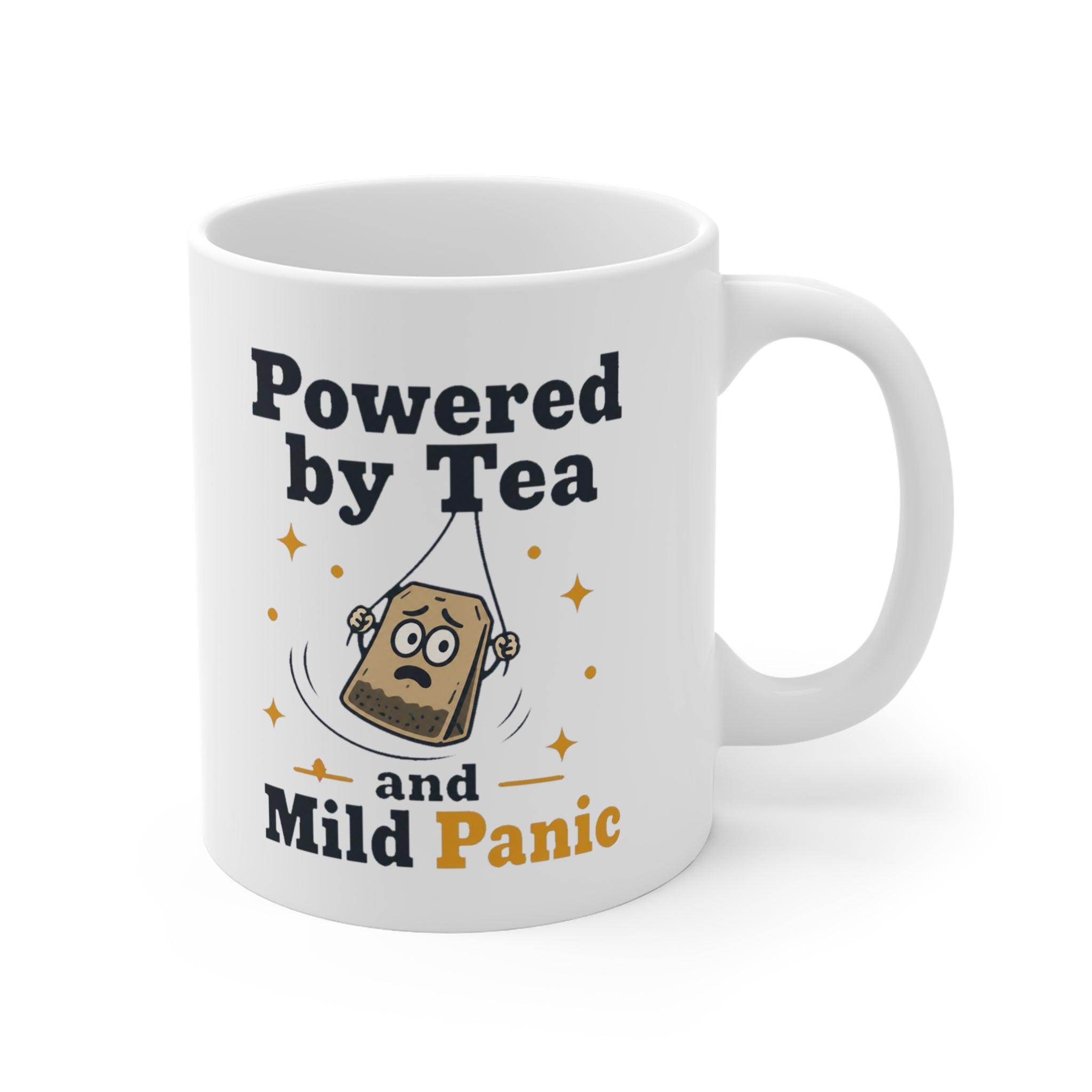 Powered by Tea and Mild Panic Mug | Funny Anxiety Coffee Mug, Coworker Gift