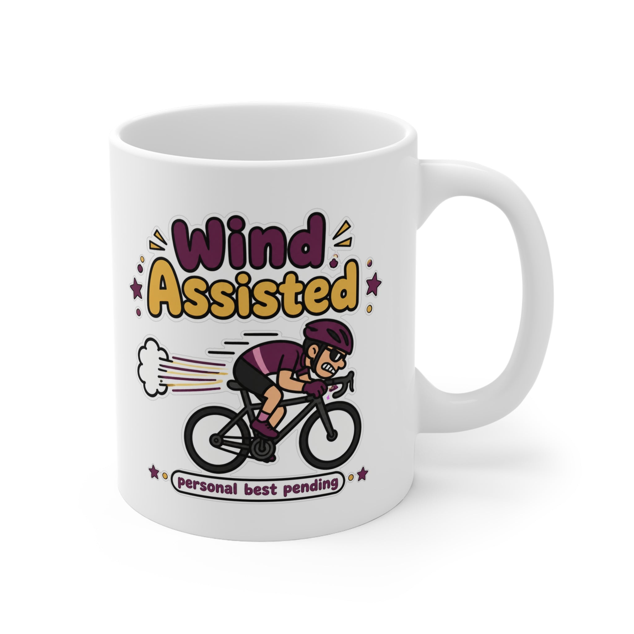 Wind Assisted Mug | Funny Running Fart Joke Gift Mug, Novelty Coffee Mug