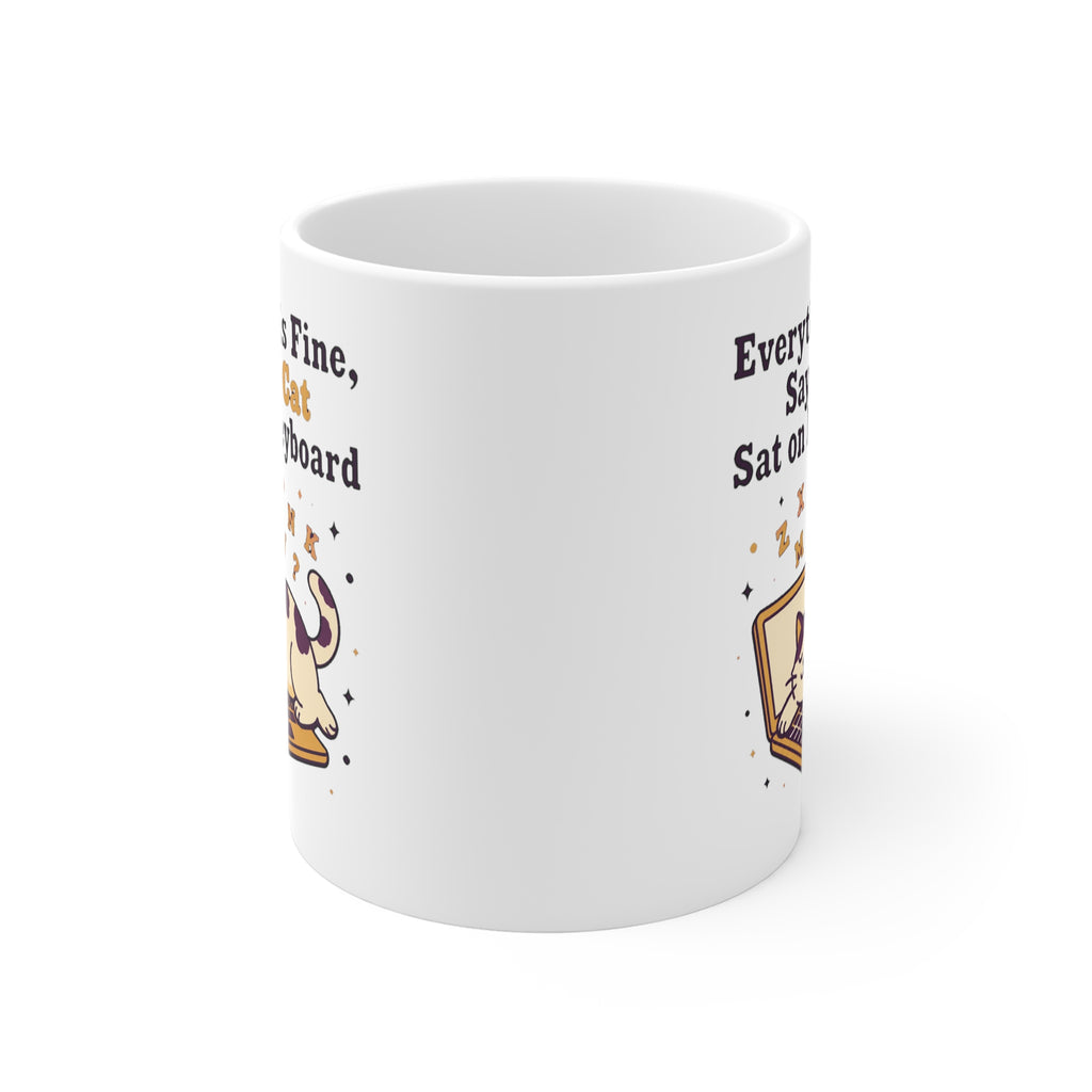 Everything Is Fine Mug | Funny Cat Keyboard Coffee Mug, Remote Work Gift