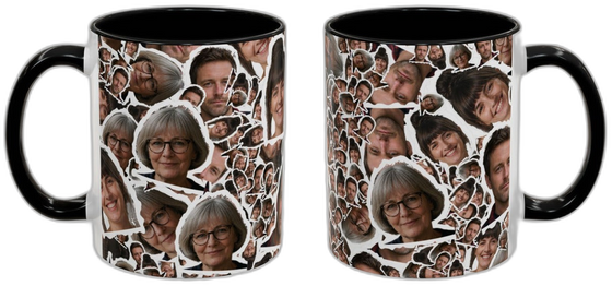 Face Mash Photo Mug, Coloured Handle