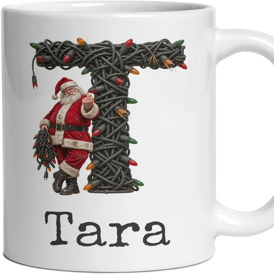 Personalised Rude Christmas Monogram Mug
