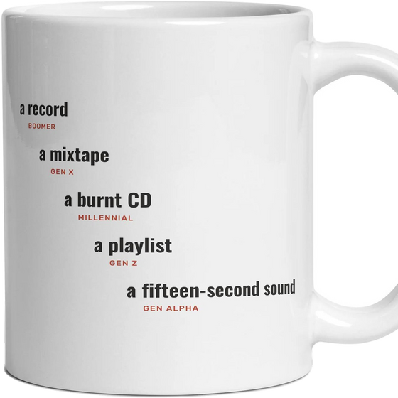 Music: a record, a mixtape, a burnt CD, a playlist, a fifteen-second sound
