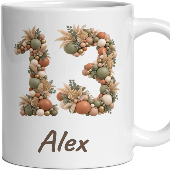 Personalised 13th Birthday Balloon Mug