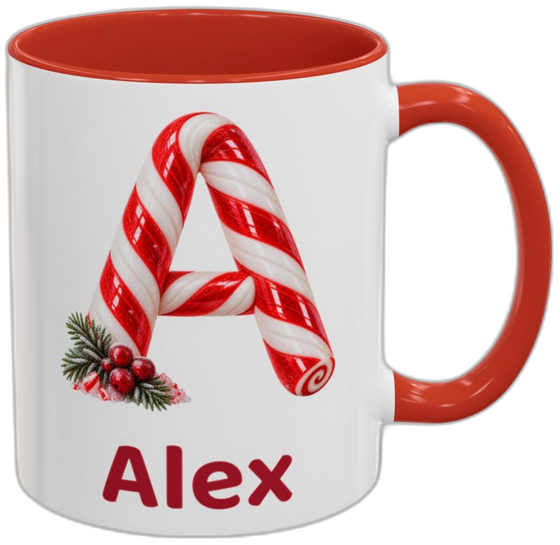 Personalised Candy Cane Monogram Mug