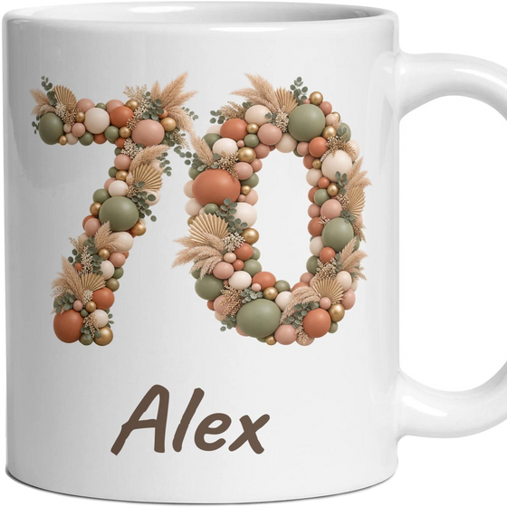 Personalised 70th Birthday Balloon Mug