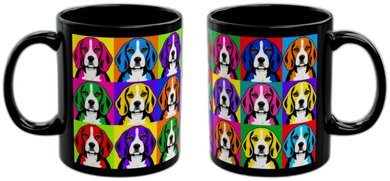 Pop Art Dog Mug, Black 11oz, Choose Your Breed