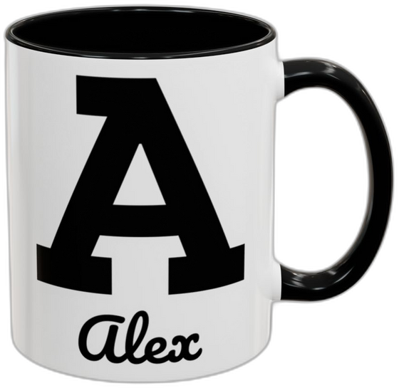 Personalised Initial Mug, Colour-Matched Handle and Interior (Slab)
