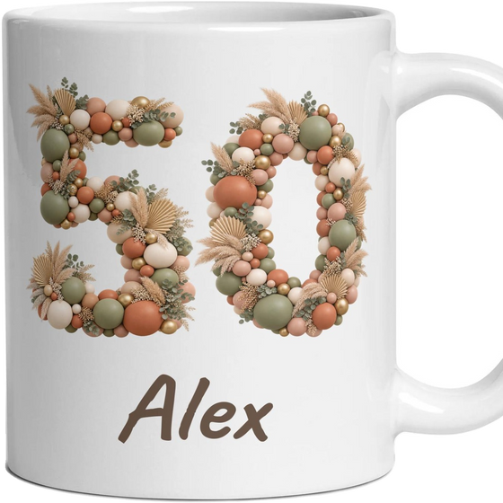 Personalised 50th Birthday Balloon Mug