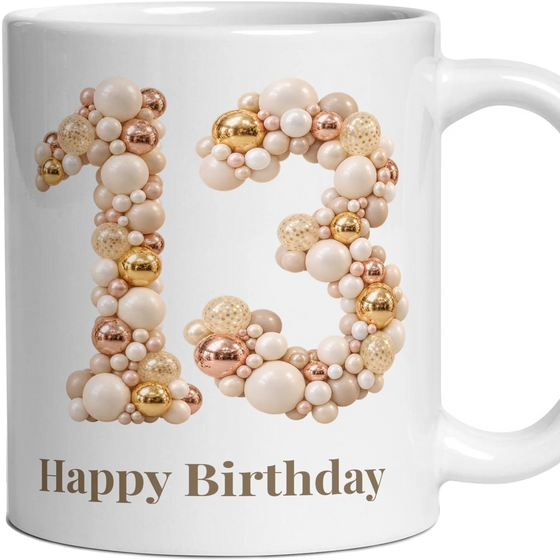 Chrome & Ivory Balloon Birthday Mug