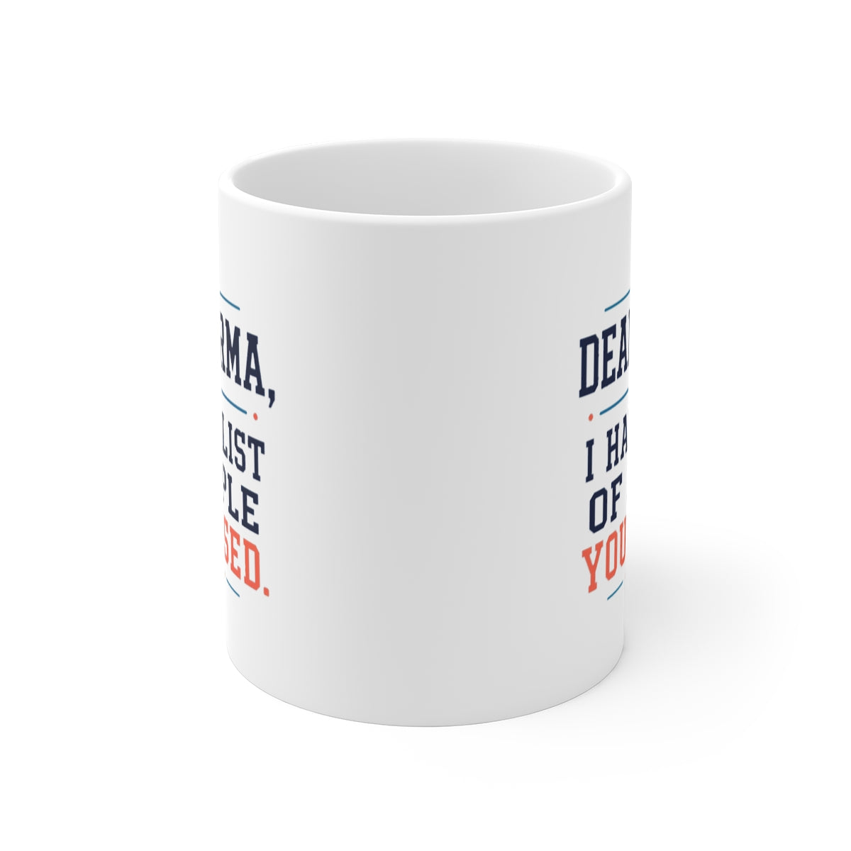 front view of the mug